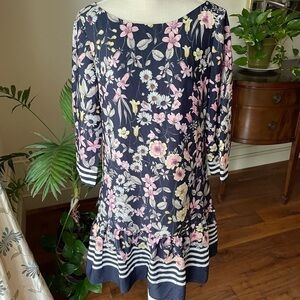 Eliza J Navy Blue Floral Midi Dress